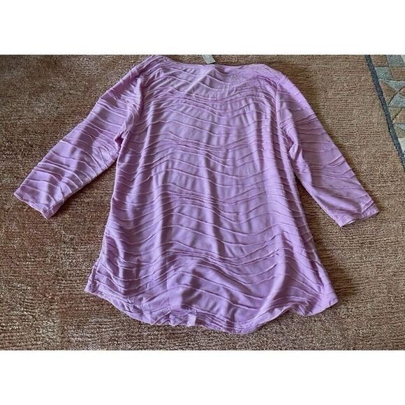 NWT CHICO’S Women’s Solid Textured Soft Stretch Pink Long Sleeve Top Tunic - Picture 6 of 7